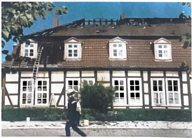 Fig. 3: Fire damage in roof section 6C, 1987